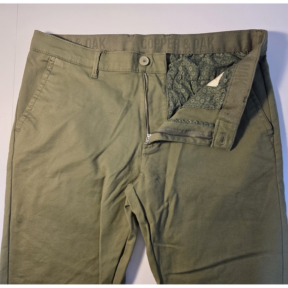 Copper and Oak Mens Size 34x32 Green Chino Pants - Picture 1 of 13